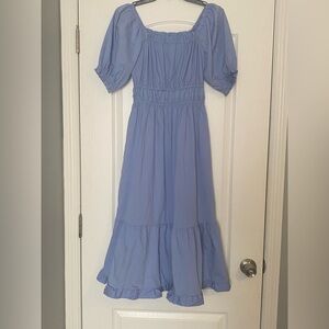 Blue Ruffle Midi Dress